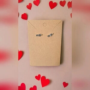 Silver Plated Arrow Heart Stud Earrings